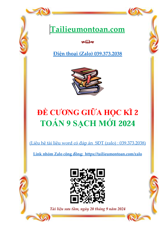Đề cương giữa kì 2 môn toán lớp 9 chương trình mới