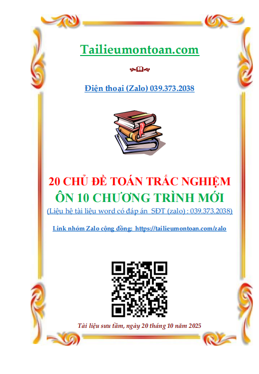 20 chuyên đề trắc nghiệm luyện thi vào lớp 10 môn toán