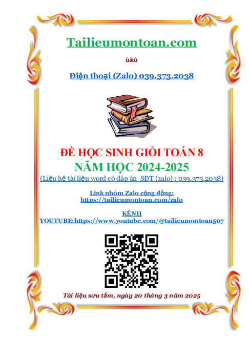 Đề học sinh giỏi toán lớp 8 chương trình mới