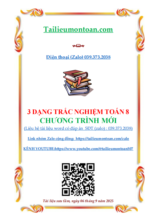 3 dạng toán trắc nghiệm lớp 8