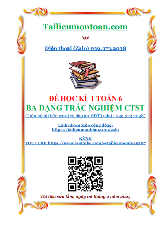 Đề học kì 1 toán lớp 6 chân trời sáng tạo