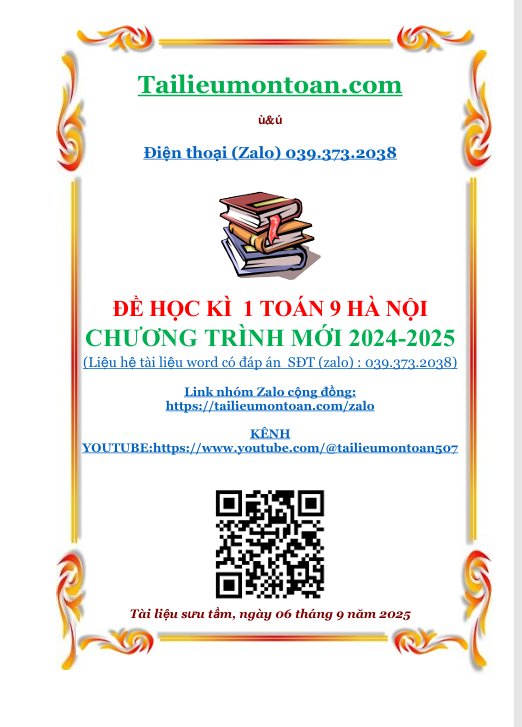 31 đề học kì 1 môn toán lớp 9 chương trình mới 2024-2025
