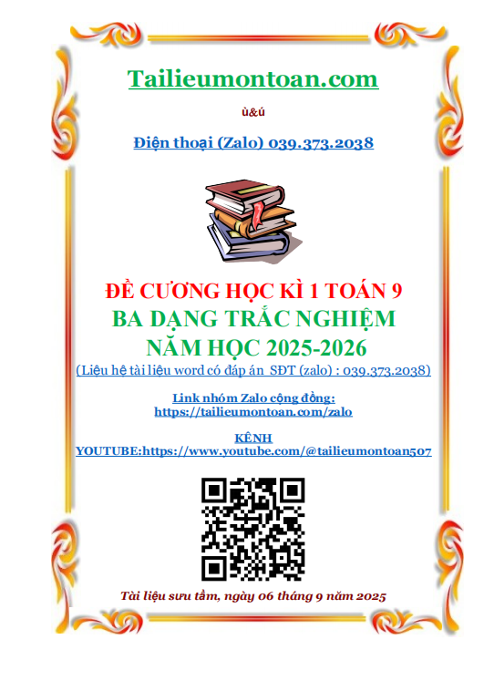 Đề cương học kì 1 môn toán lớp 9 ba dạng trắc nghiệm