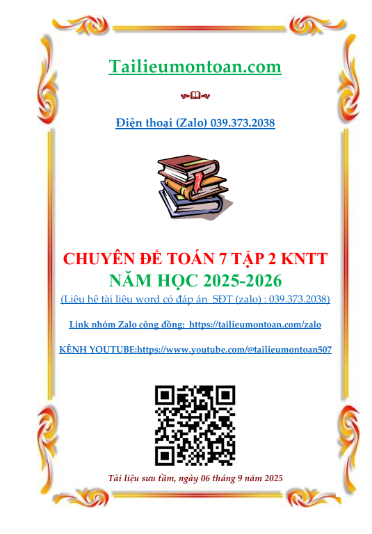 Các chuyên đề toán lớp 7 tập 2 chương trình mới