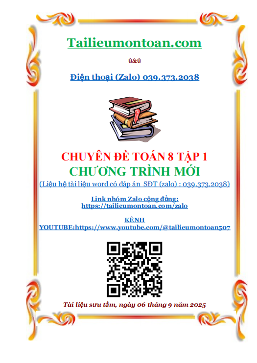 Các chuyên đề toán lớp 8 tập 1 chương trình mới