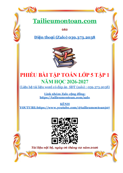 Phiếu bài tập toán lớp 5 tập 1