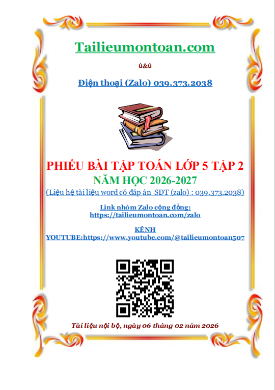 Phiếu bài tập toán lớp 5 tập 2