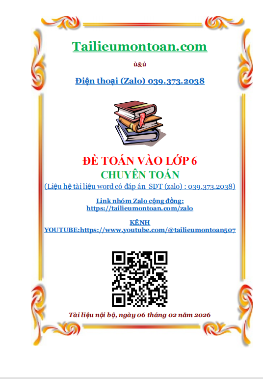 Đề toán vào lớp 6 chuyên toán