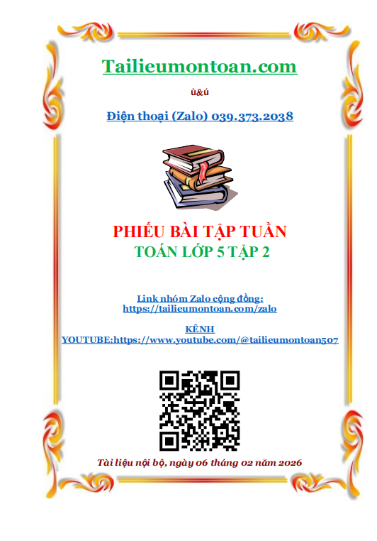 Phiếu bài tập toán lớp 5 tập 2
