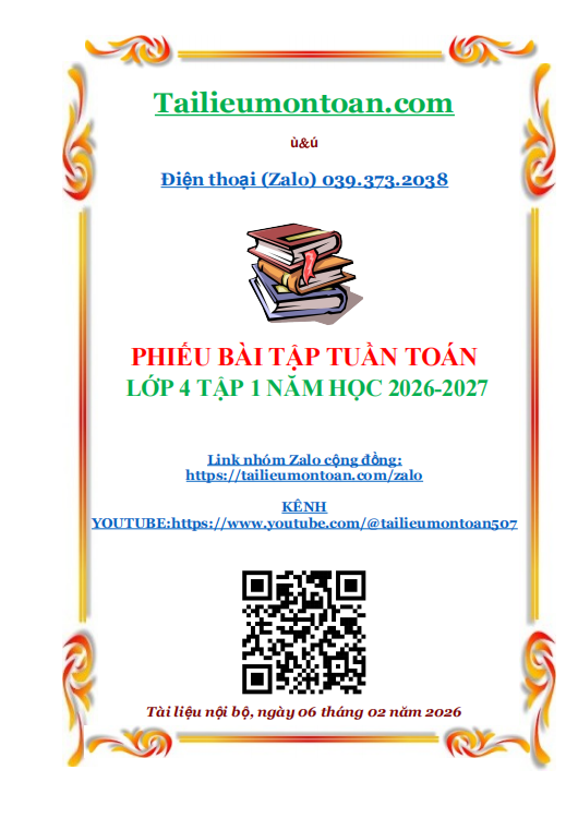 Phiếu bài tập toán lớp 4 tập 1